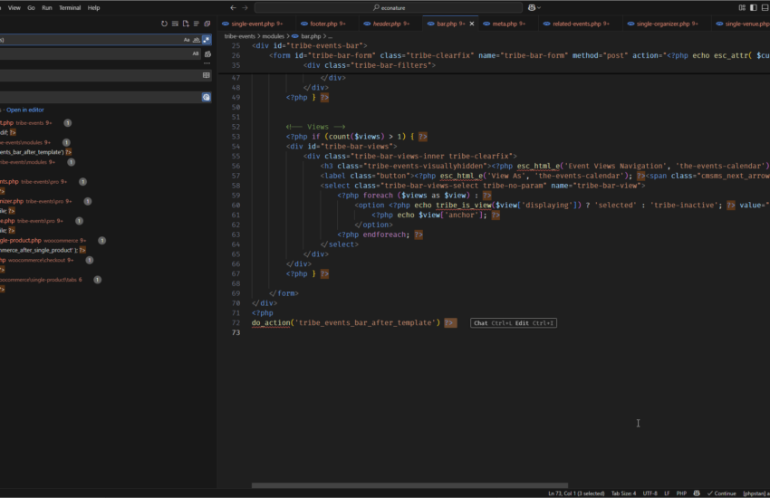 VSCode doing a regex search for dangling php closing tags